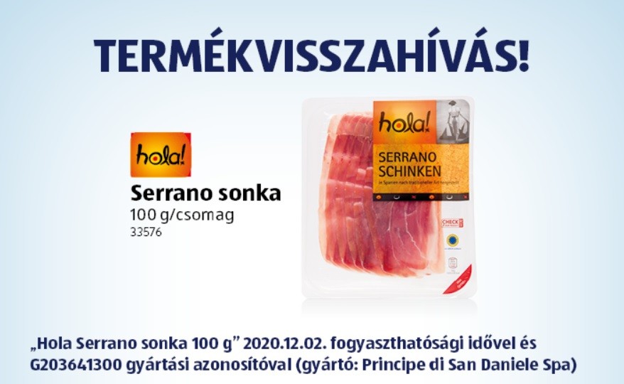 Serrano sonkát von ki a forgalomból az Aldi